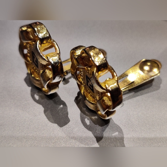 Vintage Fendi FF Logo Chunky Earrings Rare - Picture 15 of 16